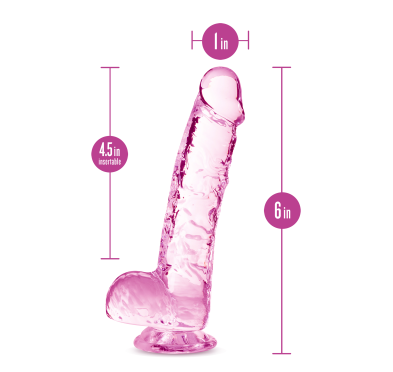 NATURALLY YOURS  6" CRYSTALLINE DILDO  ROSE